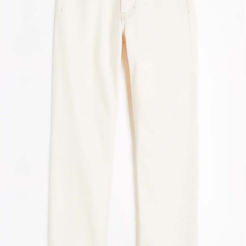 H&M Women's Straight Regular Jeans in Ecru,6,NWT